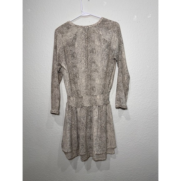 Rails Snake Print V Neck Smocked Waist Mini Dress Womens Size M Long Sleeve - Picture 3 of 9